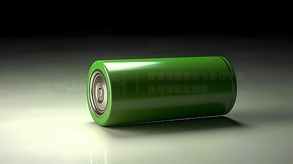 一枚节能环保的绿色电池摄影图